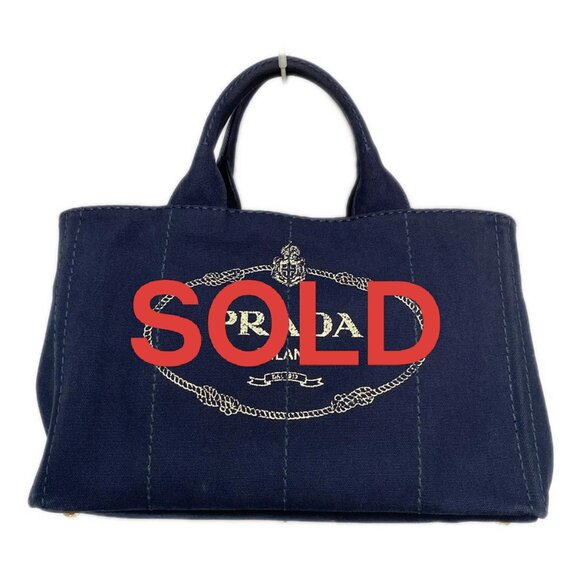 PRADA Canapa Navy Canvas - Tote Bag 524-052625